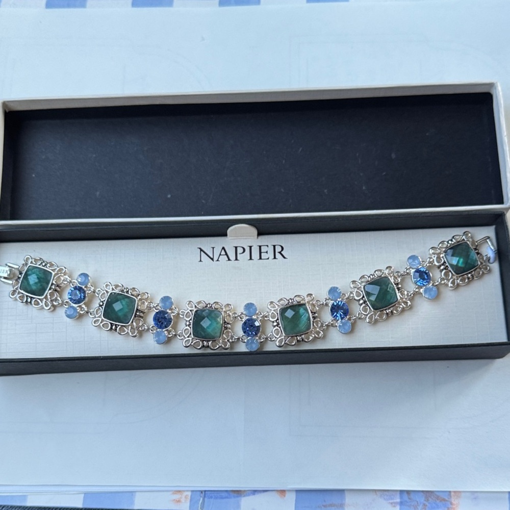 Napier Silver Bracelet with Green and Blue Accents